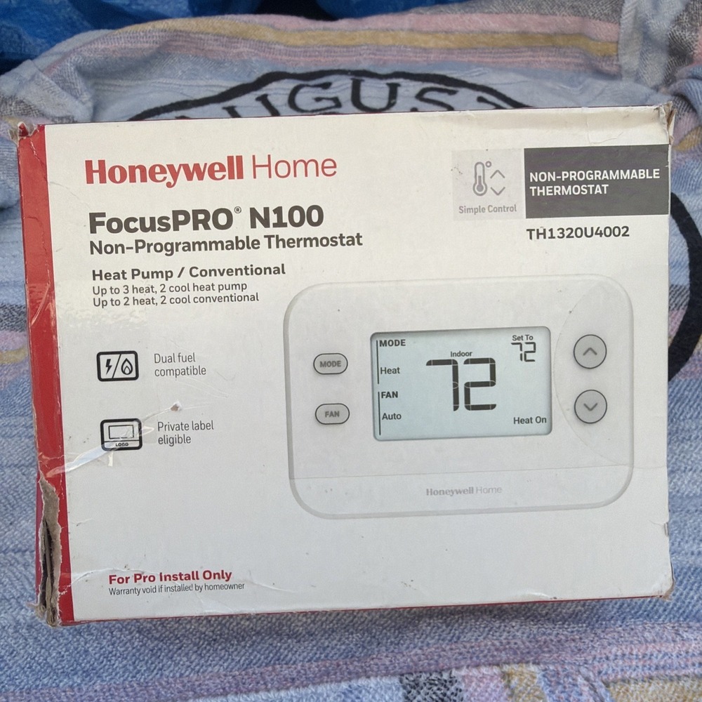 Honeywell focuspro N100 THERMOSTAT NON PROGRAMMABLE TH1320U4002 DUAL FUEL NOB
